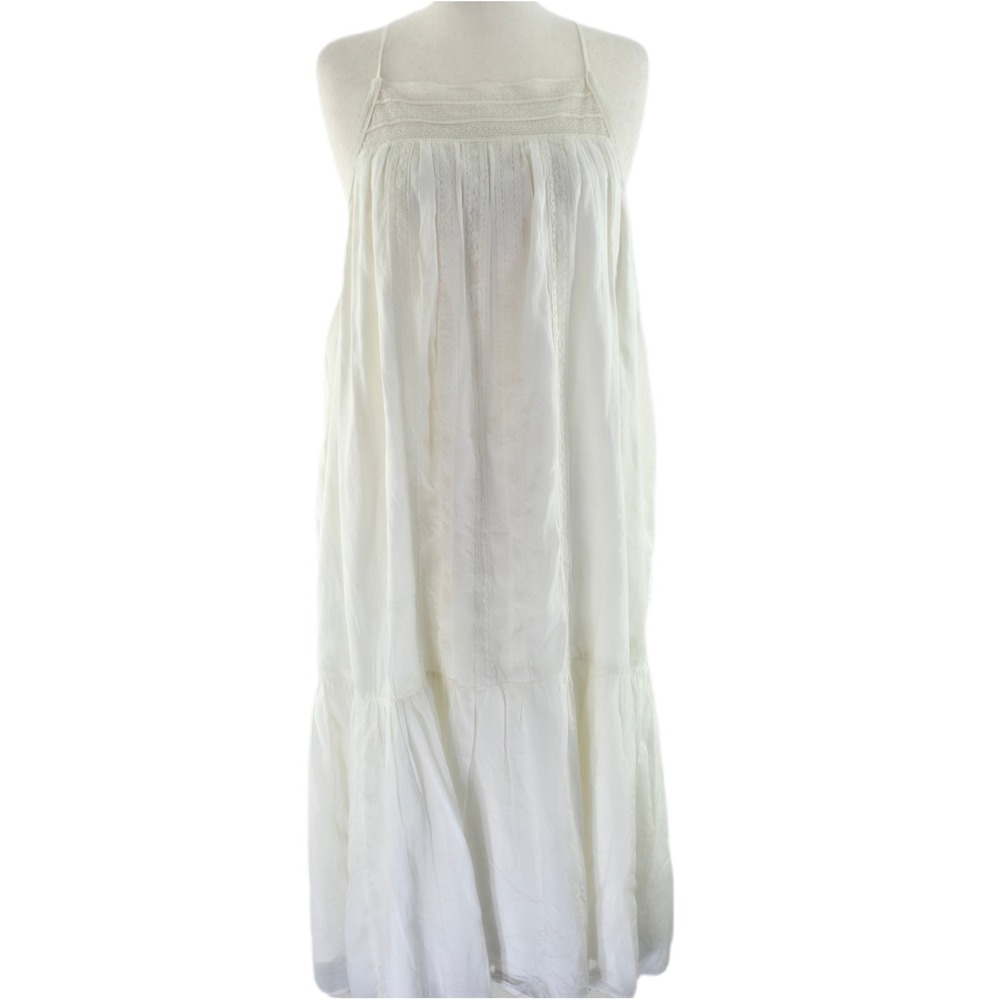 Lucky Brand Midi Dress Womens XXL White Boho Lace Festival Tassel Cottagecore - Picture 2 of 16